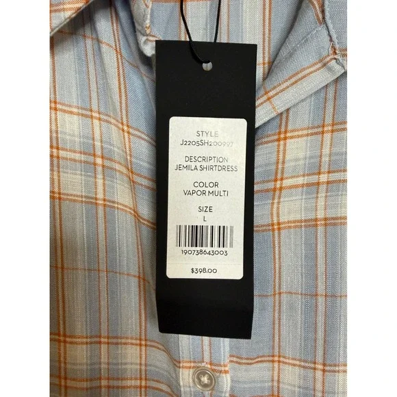 Veronica Beard Jeans Jemila Shirtdress Vapor Multi Plaid Tiered Mini L Boho - Picture 4 of 7